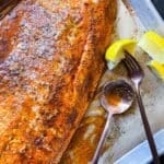 close up of simple oven baked salmon