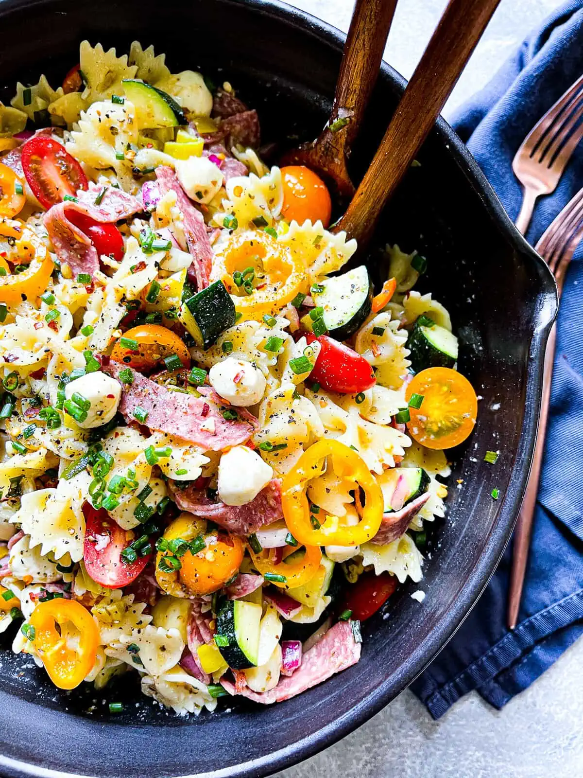 Picture of pasta salad before serving