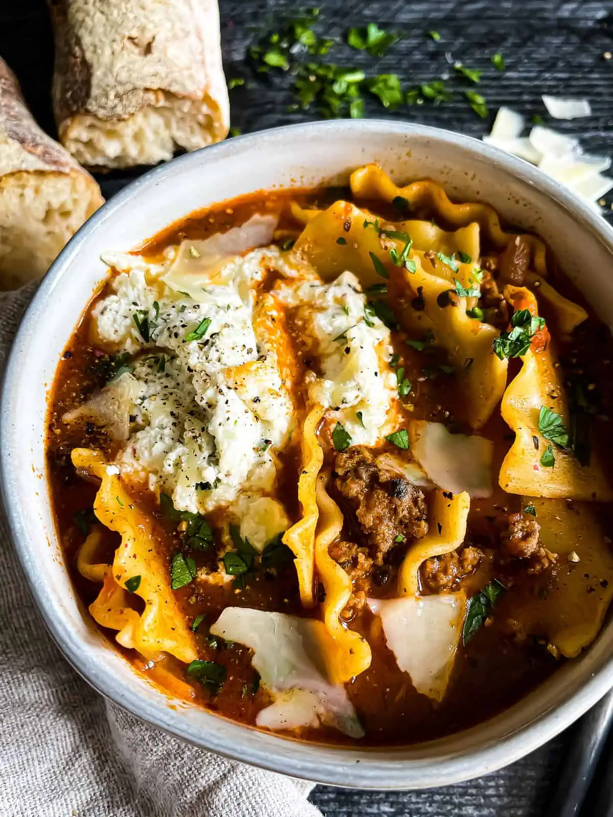 Bowl of lasagna soup