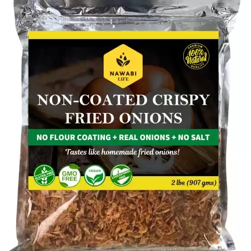 Crispy Fried Onions | 100% Natural (Non-GMO) | Gluten Free | KETO Friendly | No Sodium | Low Carb | Resealable Bag | 32 oz | By Nawabi Life