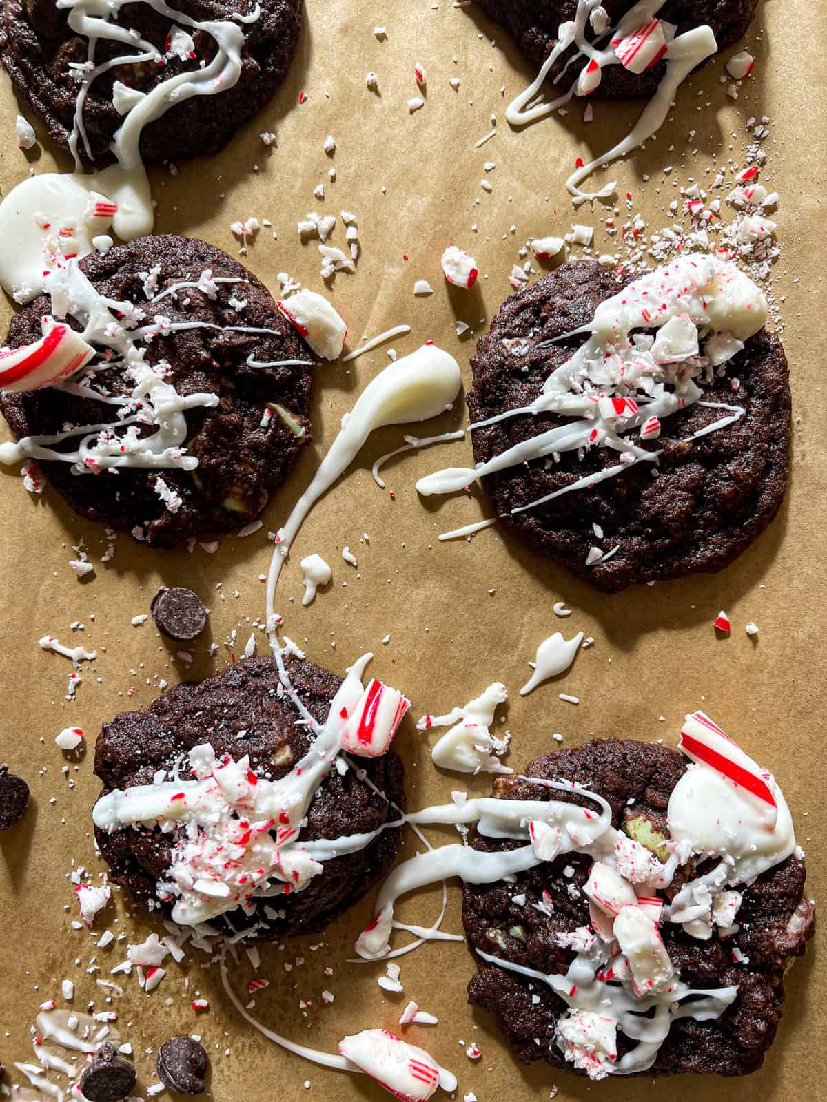 chocolate candy cane cookies