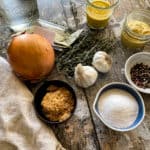 This is a picture of spices and aromatics for a turkey brine. Part of a thanksgiving sides recipe roundup.