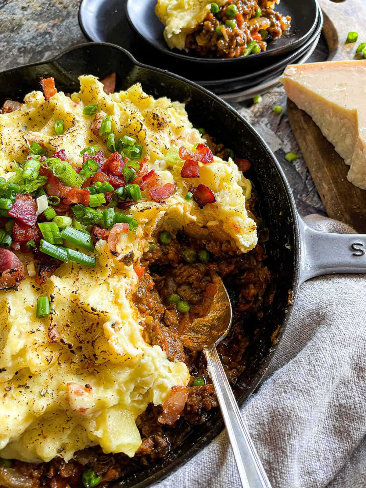 serving spoon in a large skillet