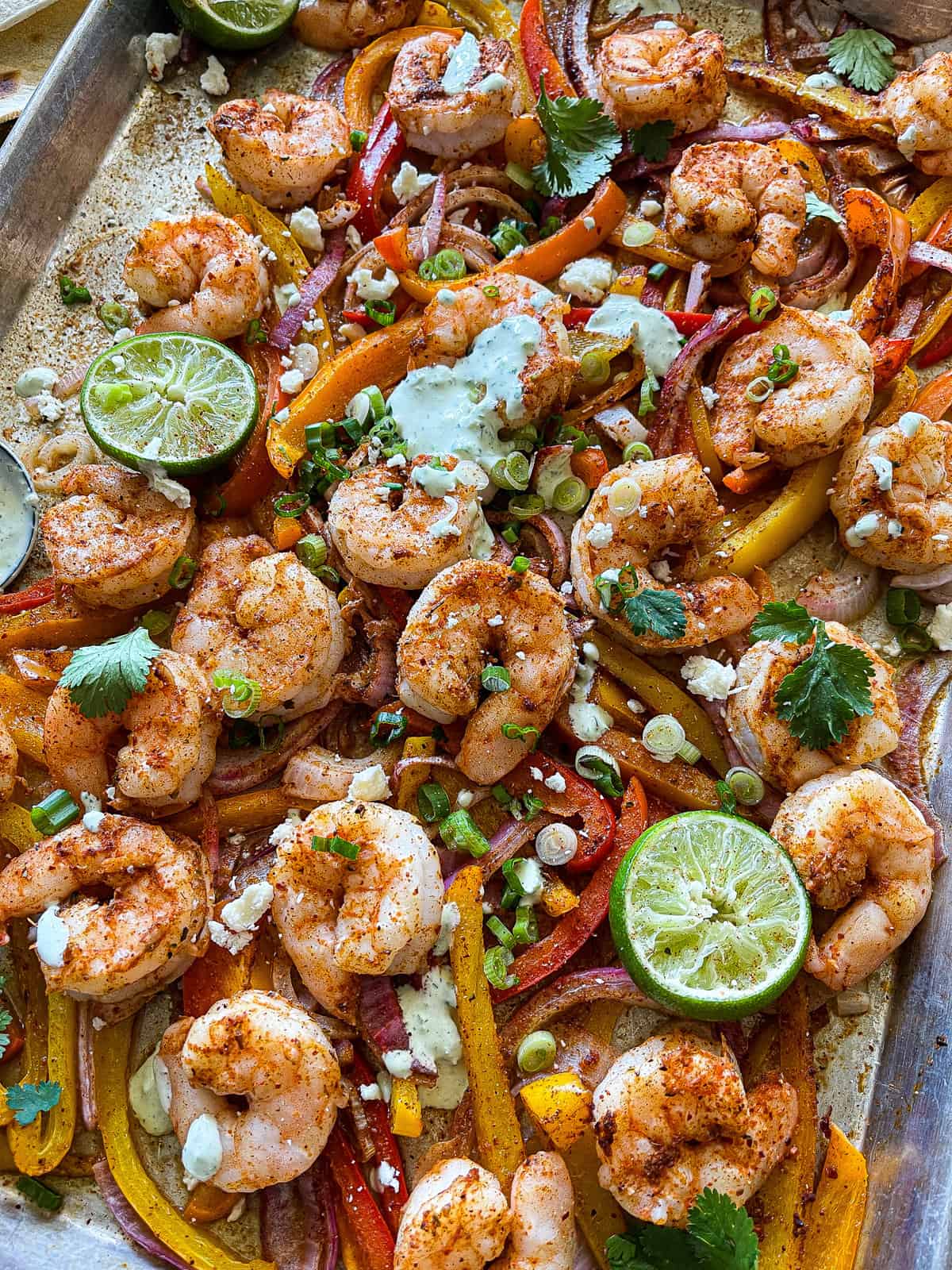 roasted shrimp and veggies with mexican spices and a tangy ranch