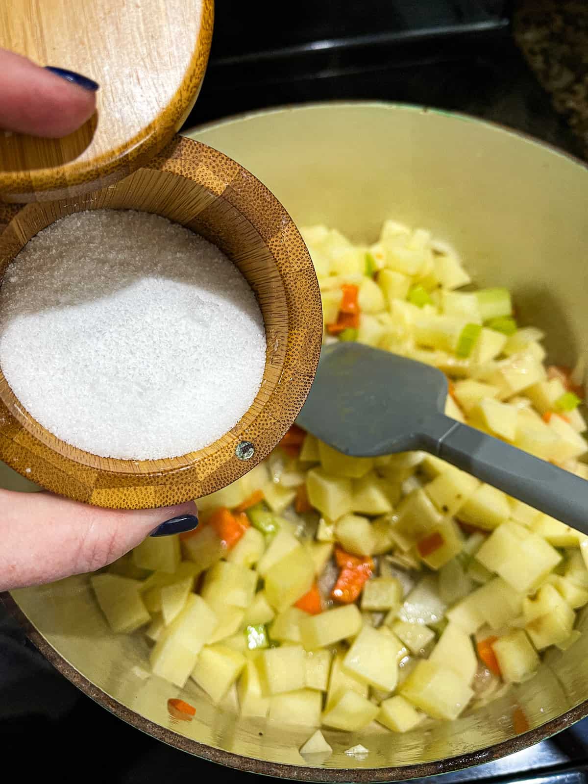 kosher salt for seasoning a layer of diced vegetables