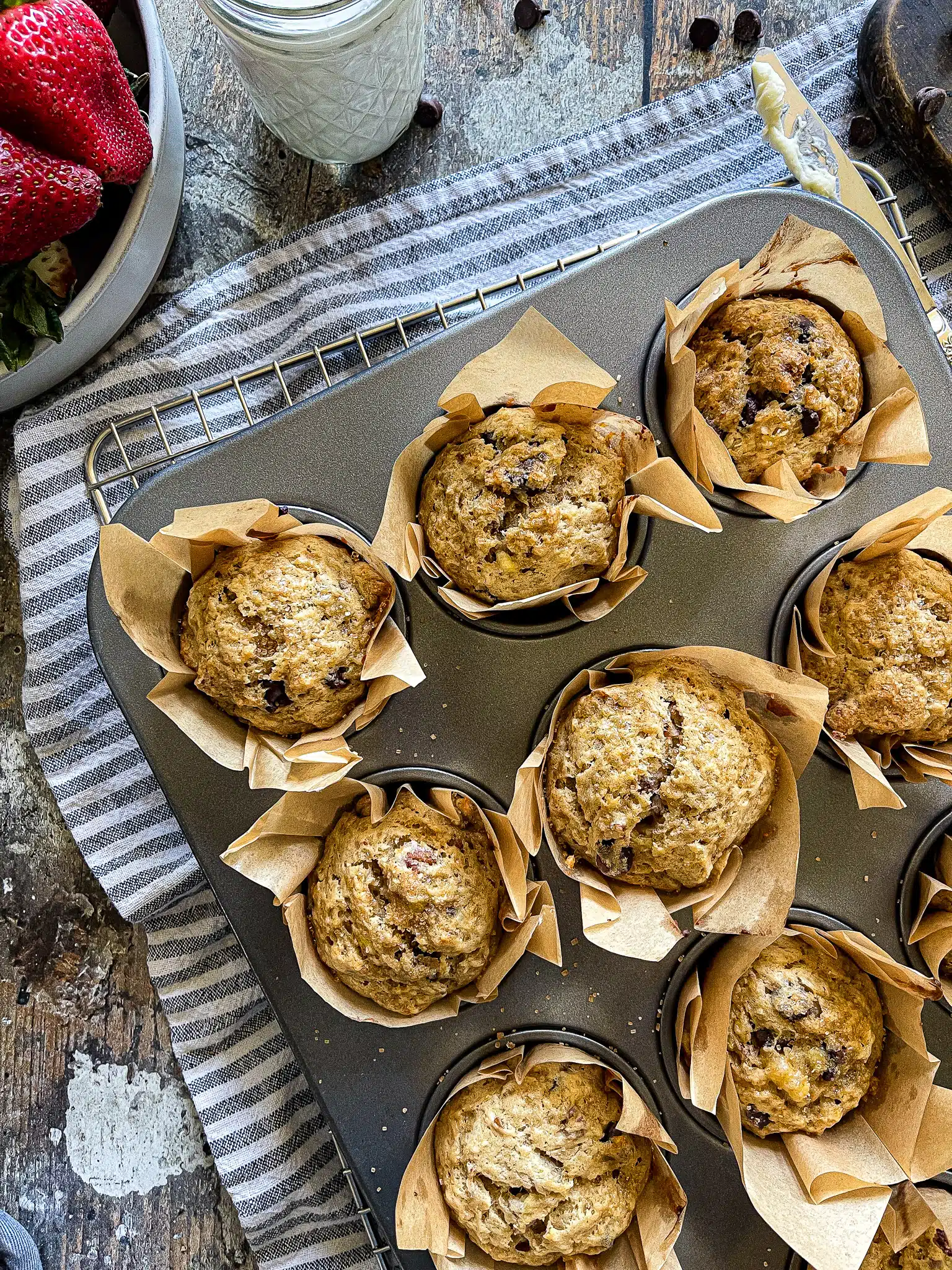 banana nut chocolate chip muffins