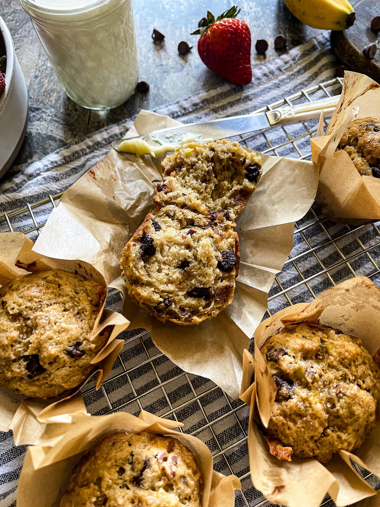 banana muffins with chocolate chips