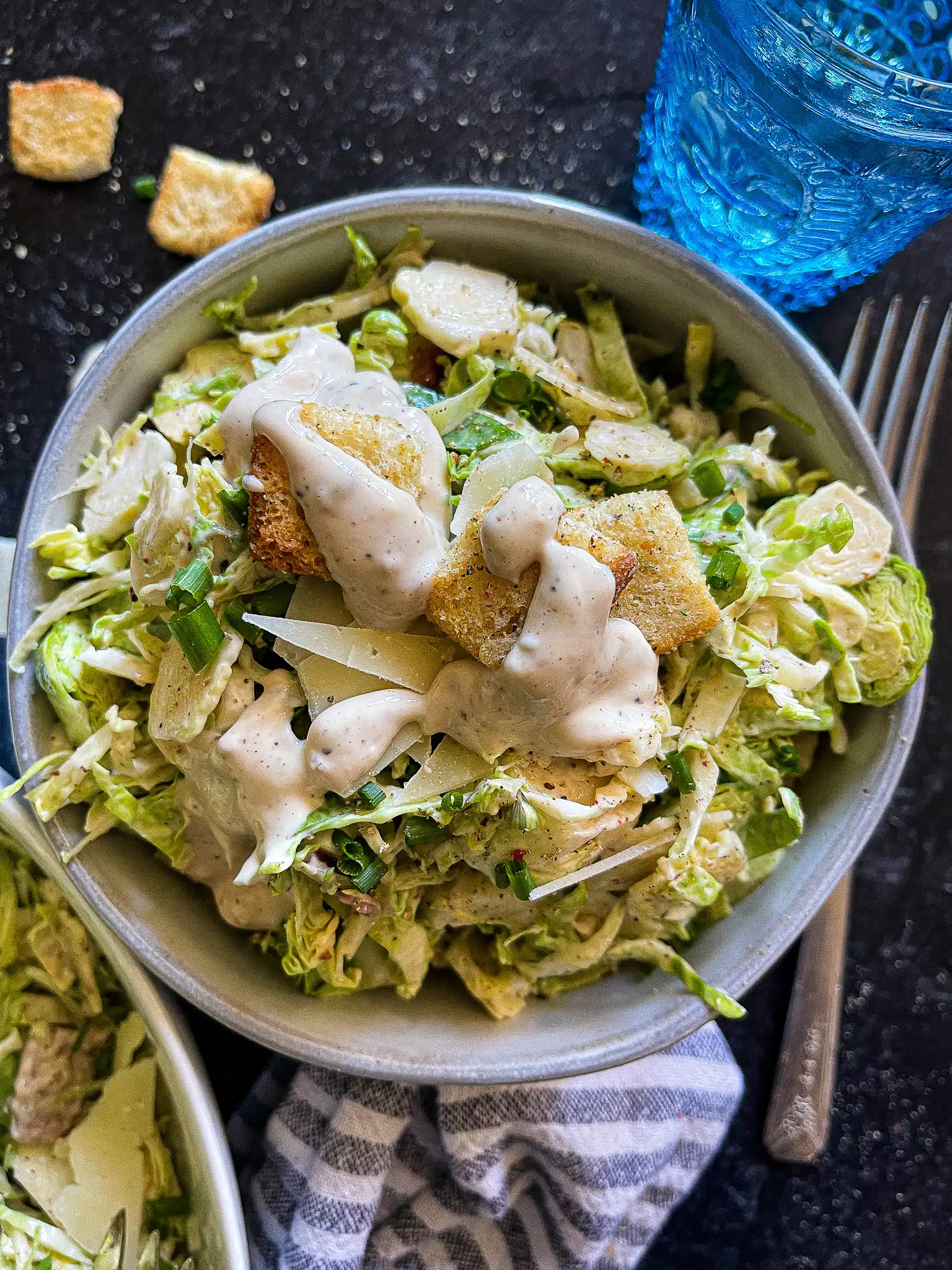 brussels sprouts salad with bacon with caesar dressing