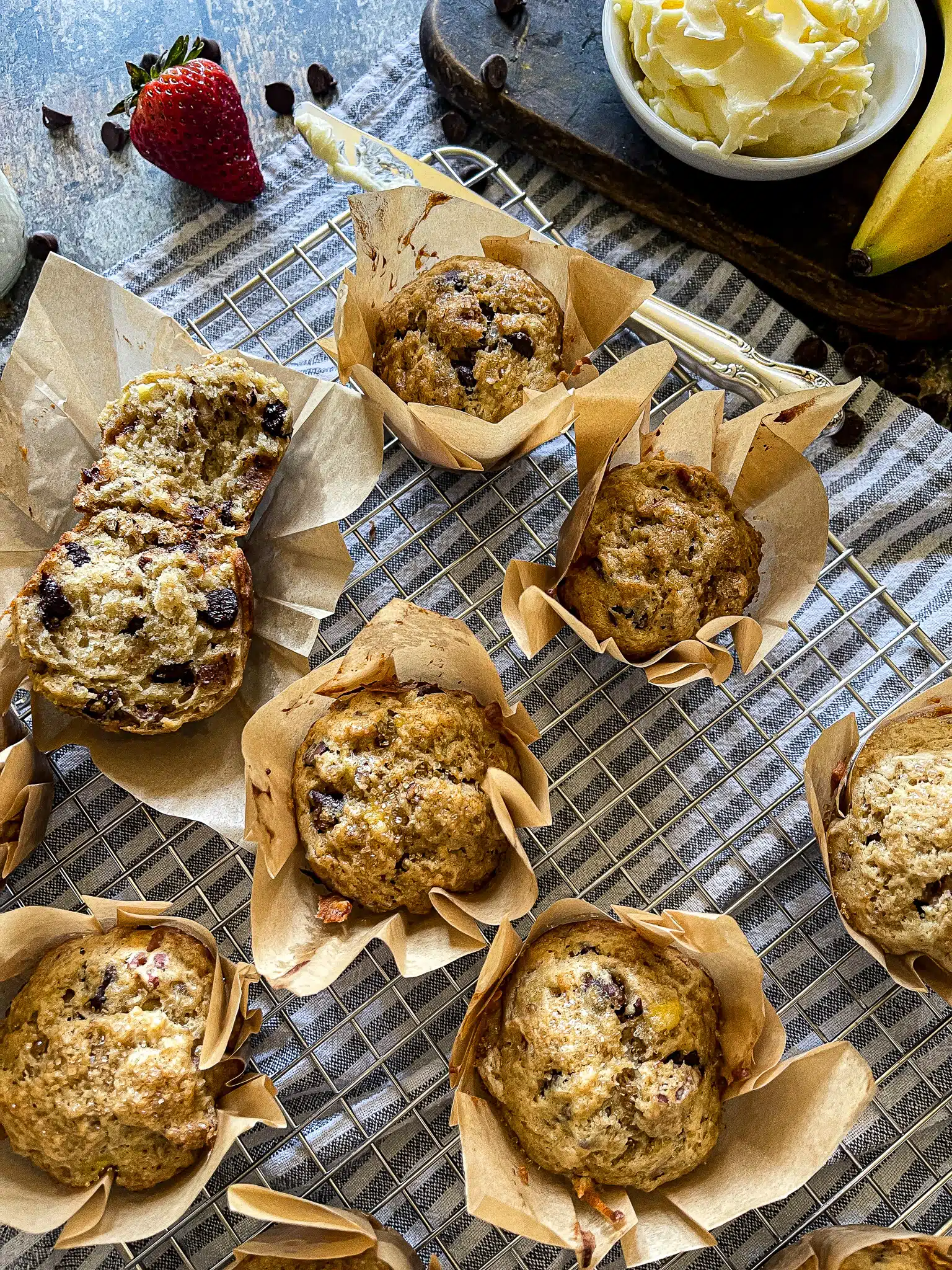 banana nut chocolate chip muffins