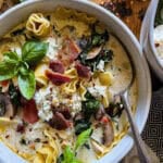 bowl of creamy white lasagna soup