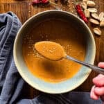 thai peanut sauce in a spoon