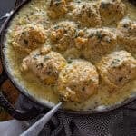Creamy chicken stew with fluffy biscuits