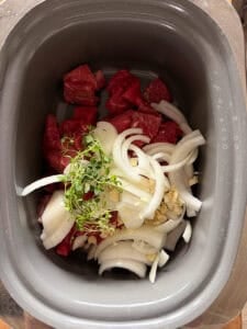 loaded slow cooker for steak bites recipe