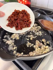 sun dried tomatoes in prep bowl