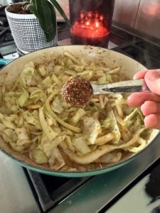 whole grain mustard in a measuring spoon